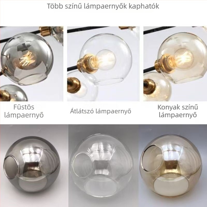 Skandináv E27 átlátszó üvegbura, gömb alakú, dupla nyílású, hálószoba, étkezőasztal és bár számára