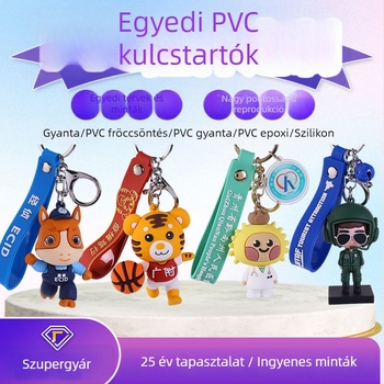 Testreszabható szilikon kulcstartó PVC figurával – karikatúra talizmán, blind-box stílusú