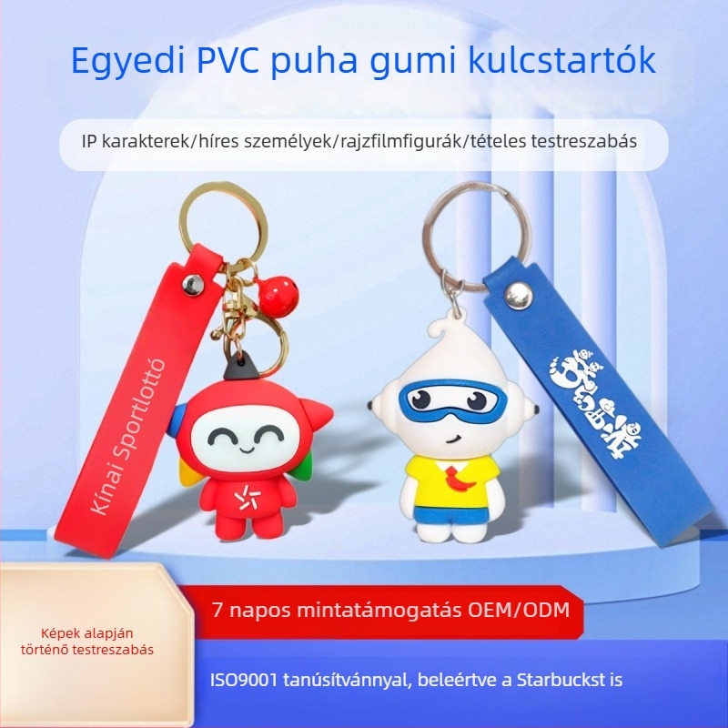Személyre szabott PVC kulcstartó képekkel, szilikon rajzfilmfigura