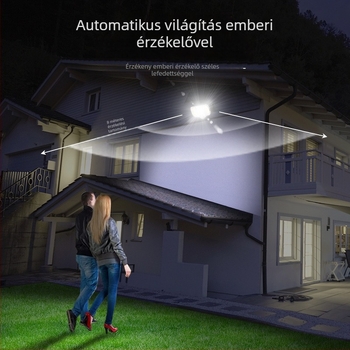 Napelemes kültéri falikar PIR mozgásérzékelővel, IPX5 vízálló, LED 3.2W, modern kertlámpa