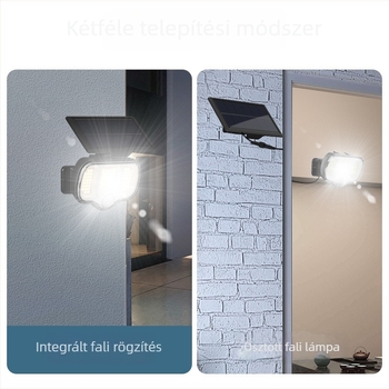 Napelemes kültéri falikar PIR mozgásérzékelővel, IPX5 vízálló, LED 3.2W, modern kertlámpa