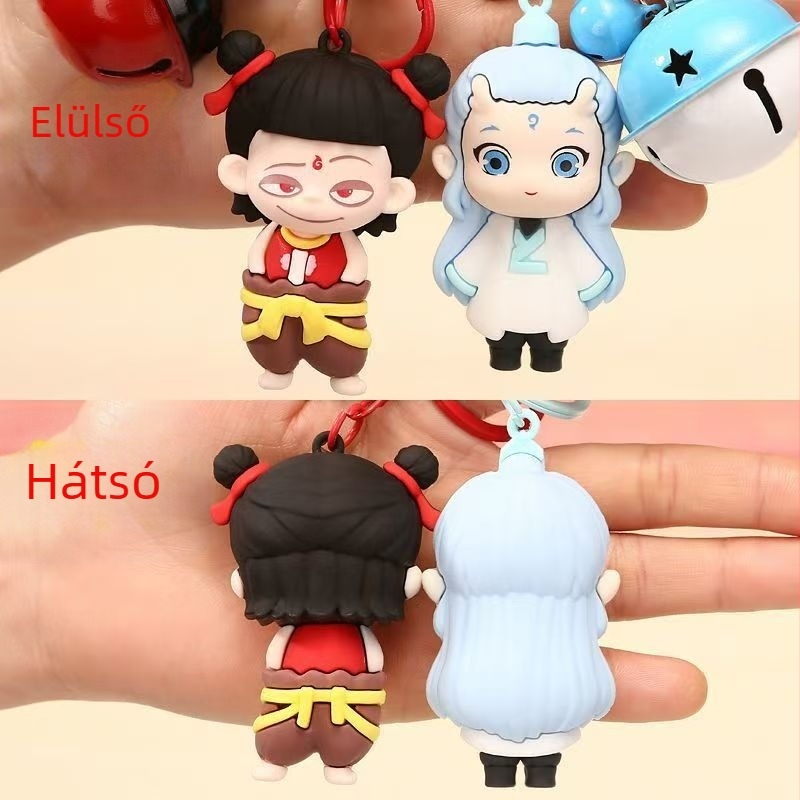 Nezha szilikon PVC kulcstartó medál, anime karakter, táskadísz