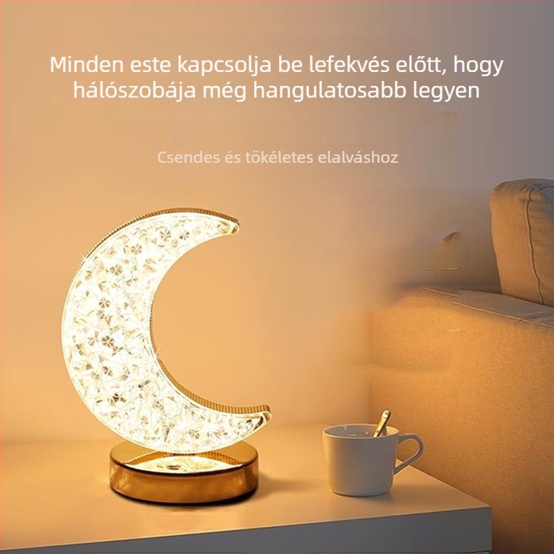 Csillag- és holdas éjszakai fény hálószobára, dekoratív asztali lámpa érintéses kezeléssel, szemvédő, újratölthető