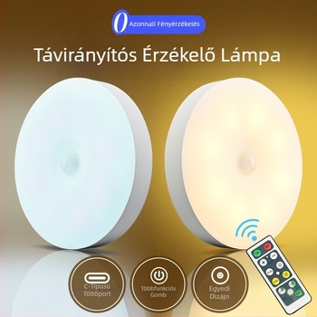Intelligens mozgásérzékelős éjszakai lámpa Type-C töltéssel, mágneses szekrényrögzítés, kör alakú időzítővel