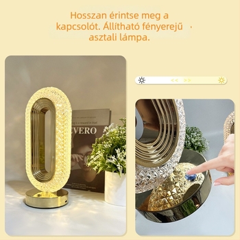 Európai stílusú érintéses kristály hangulatvilágító lámpa a hálószobai éjjeliszekrényhez, minimalistán modern dizájn, állítható fényerővel