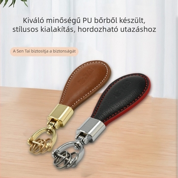 Személyre szabott PU bőr kulcstartó kör alakú bőrhurokkal, logó nyomtatás a terve szerint, fém alkatrész az autóhoz