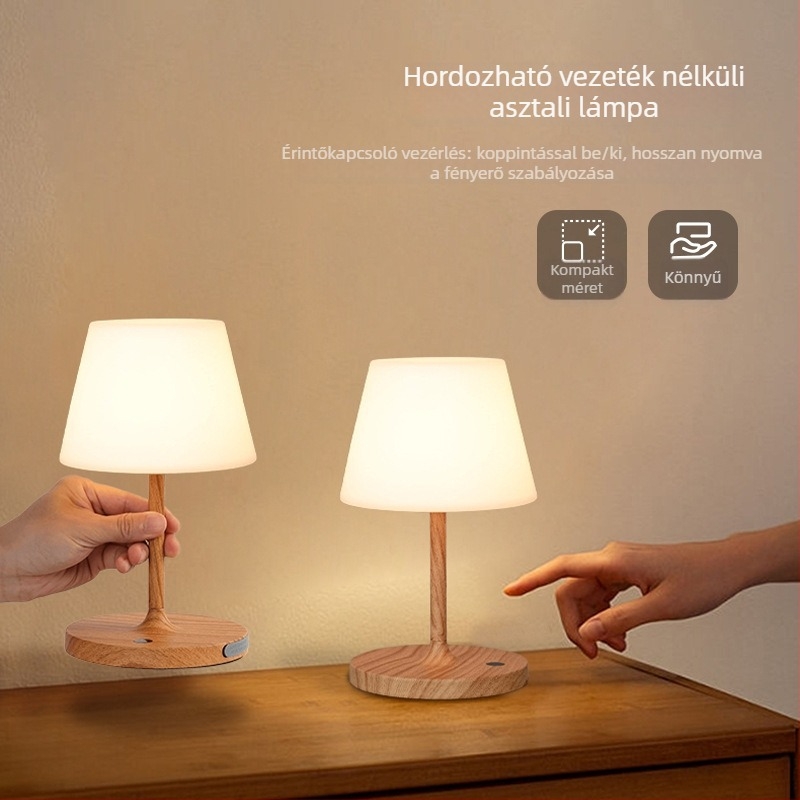 Vízálló töltővel ellátott asztali lámpa — hangulatos dekoráció és éjszakai fény; kettős használat hálószoba, étkező és nappali