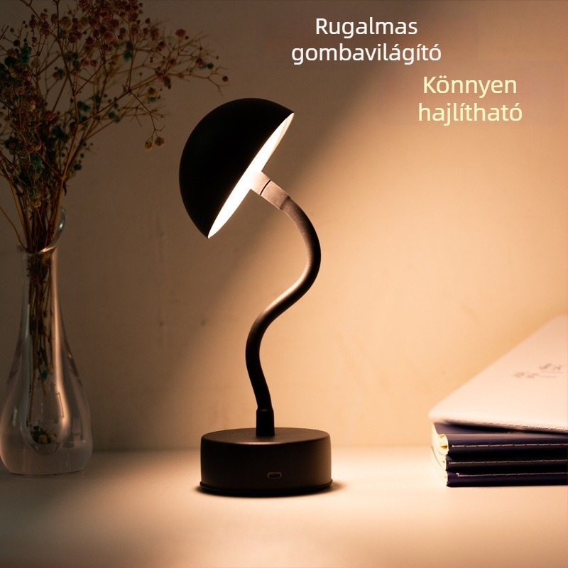 USB-töltésű gomba alakú asztali lámpa – modern, fémből készült hangulatvilágítás hálószobába, nappaliba és bárba