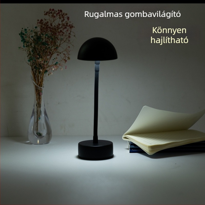USB-töltésű gomba alakú asztali lámpa – modern, fémből készült hangulatvilágítás hálószobába, nappaliba és bárba