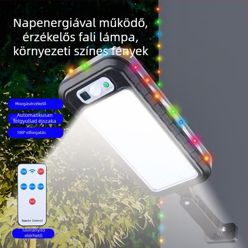 Napelemes kültéri falikar mozgásérzékelővel, kertre és villa külső megvilágításához