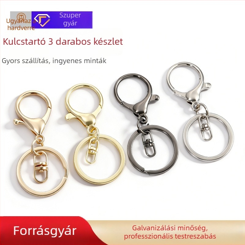 Fém kulcstartó plüssbaba függővel