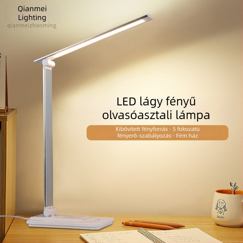 Új összecsukható asztali lámpa diákszállásokhoz — LED lágy fényű olvasáshoz, szemkímélő olvasólámpa, hálószobai éjjeli lámpa