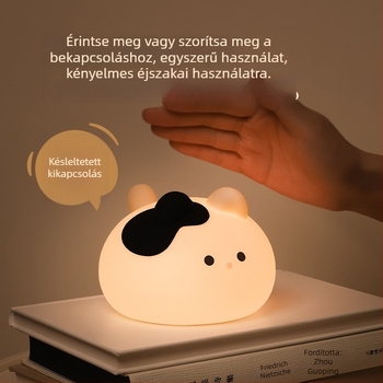 MUID Tuanzi macska éjjeli lámpa, újratölthető, szemkímélő fény, szilikonból, aranyos dizájn, babák etetéséhez