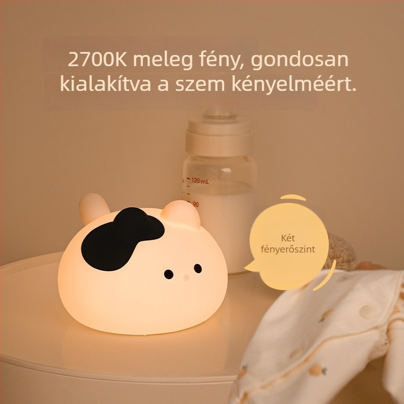 MUID Tuanzi macska éjjeli lámpa, újratölthető, szemkímélő fény, szilikonból, aranyos dizájn, babák etetéséhez