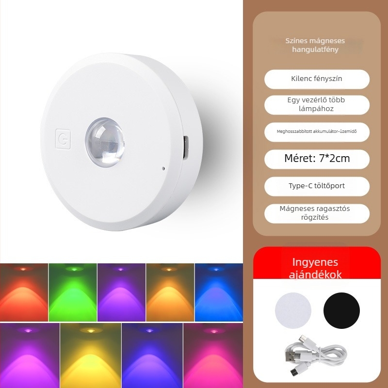 RGB vezeték nélküli szekrényvilágítás – LED korongvilágítás, akkumulátoros, konyha- és szekrényvilágítás, éjszakai fény