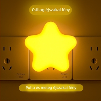 Népszerű kis csillag alakú éjjeli lámpa távirányítóval, éjjeliszekrényre és hálószobába, kreatív éjszakai fény a szoptatáshoz, szemvédő