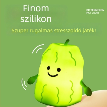 Szilikonból készült éjszakai lámpa keserű tök formában, aranyos stresszoldó gyerekeknek, alvótárs