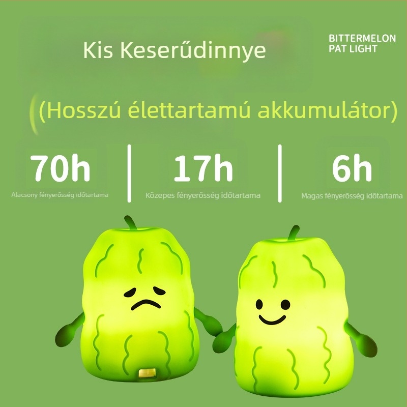 Szilikonból készült éjszakai lámpa keserű tök formában, aranyos stresszoldó gyerekeknek, alvótárs