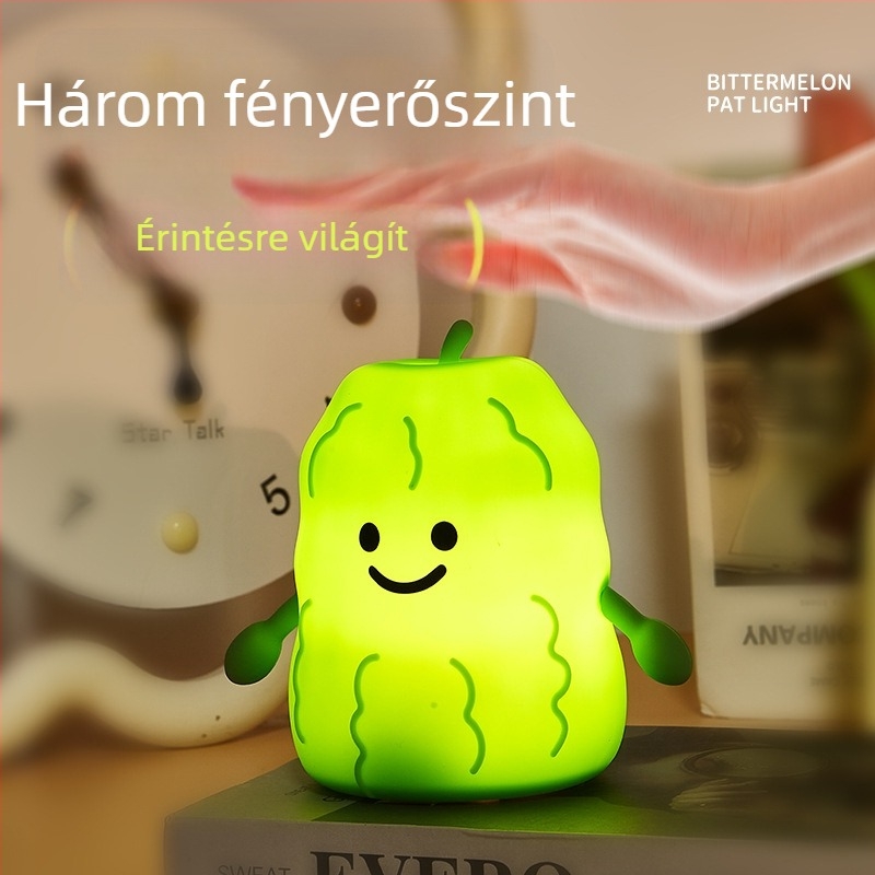 Szilikonból készült éjszakai lámpa keserű tök formában, aranyos stresszoldó gyerekeknek, alvótárs