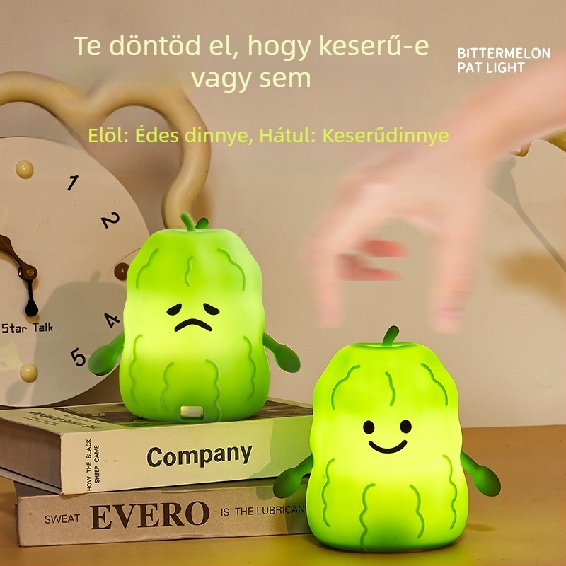 Szilikonból készült éjszakai lámpa keserű tök formában, aranyos stresszoldó gyerekeknek, alvótárs