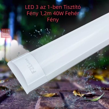 Fuzhao LED integrált tartó tisztító lámpa, 1,2 m LED szalagfény, 40 W, 40 000 lm, alumínium ötvözet burkolat, 220 V, porálló