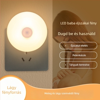 Bedugható LED éjjeli lámpa hálószobába — éjjeliszekrényhez, szemkímélő, gombos kapcsolóval