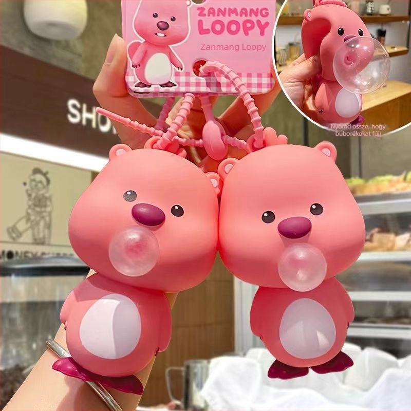 Loopy buborékfújós összenyomható kulcstartó lányoknak, Ruby baba medál hátizsákhoz, 2024, nagykereskedelmi játék