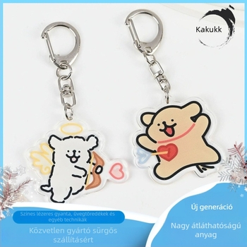 Epoxi akril kulcstartó, személyre szabott anime figurával, állvánnyal és rugós hintázó mechanizmussal, kis ajándékmedál