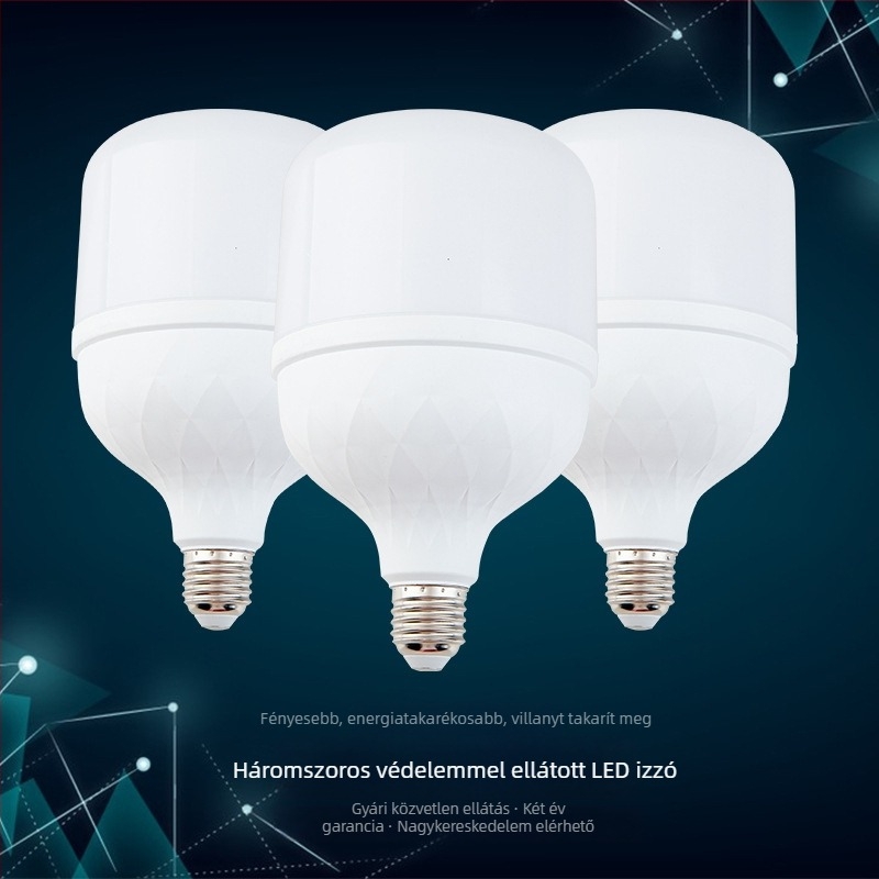 Háromvédelmes LED-lámpa, energiatakarékos, E27-es foglalat, beltéri és kültéri használatra, nagy teljesítmény