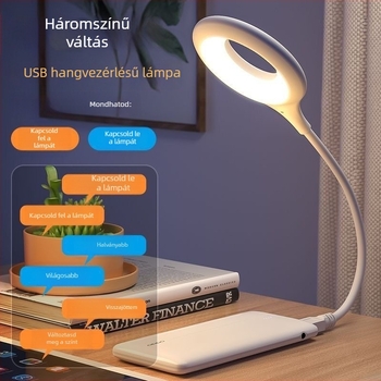 Háromszínű intelligens éjjeli lámpa, hangvezérléses, USB táplálás, ágynál és íróasztalnál használható LED lámpa