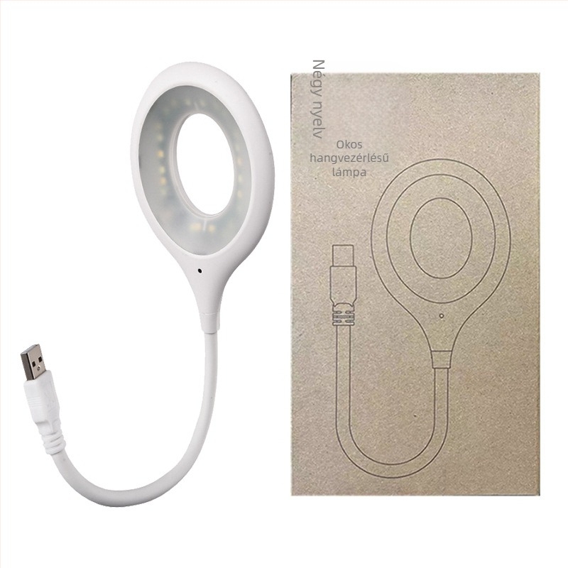 Háromszínű intelligens éjjeli lámpa, hangvezérléses, USB táplálás, ágynál és íróasztalnál használható LED lámpa