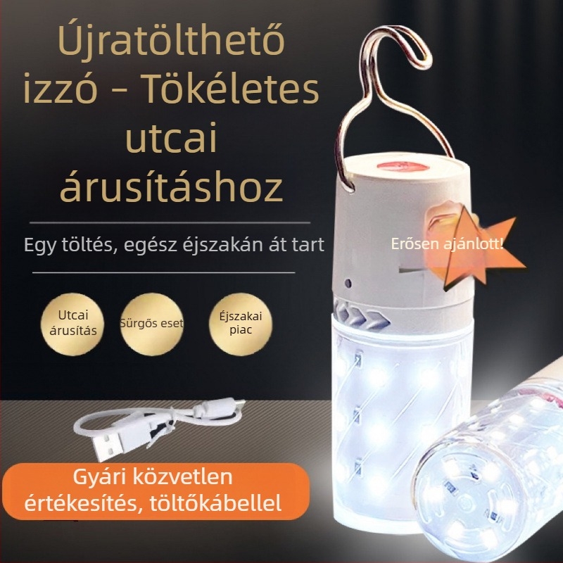 Magas fényerejű újratöltet LED izzó kampóval, otthoni energiatakarékos világítás, kukorica alakú LED lámpa, hordozható vészvilágítás
