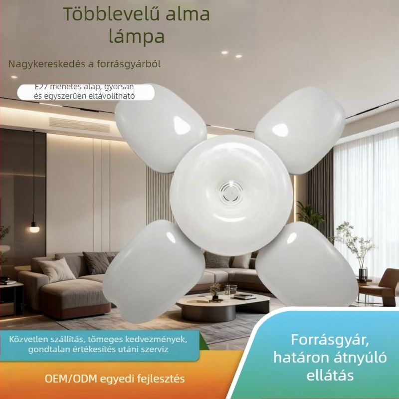 Almalevelű formájú összecsukható LED mennyezeti lámpa, 4 levél, E27-es foglalat, energiatakarékos, hálószoba és nappali