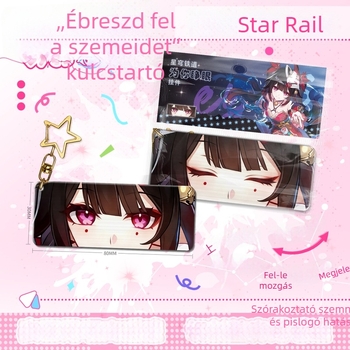 Akril medál mozgó szemekkel és 3D lencsés kártyával, kulcstartó Star Rail Fireworks