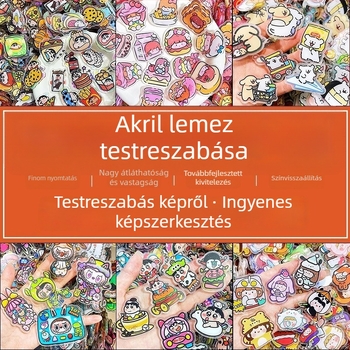 Személyre szabott akril kulcstartó és hűtőmágnes rajzfilmszerű medálokkal