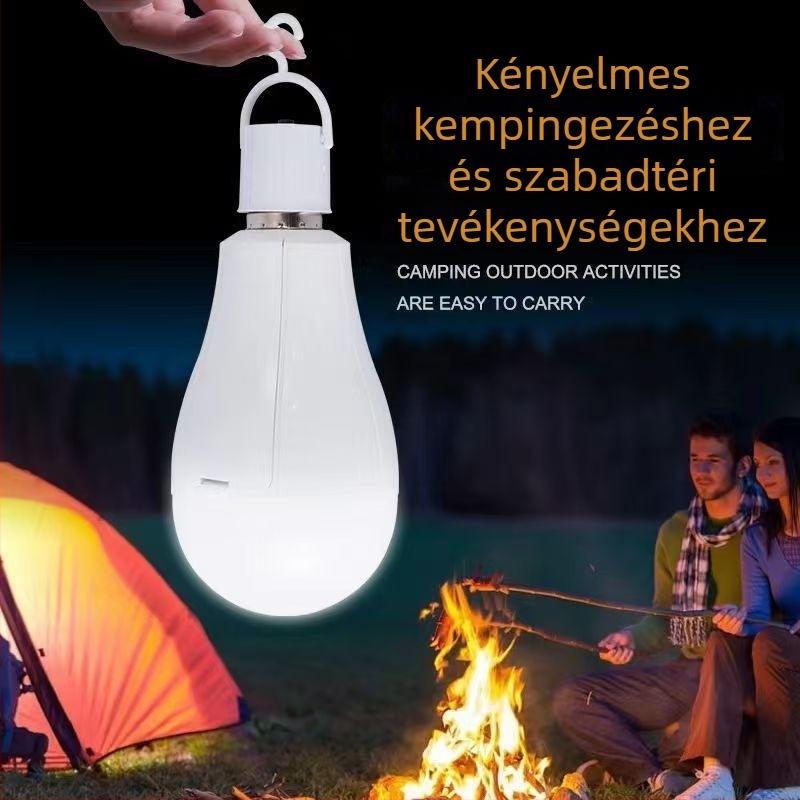 LED újratölthető vészvilágító izzó, E27-es foglalattal, levehető akkumulátorral, otthoni használatra