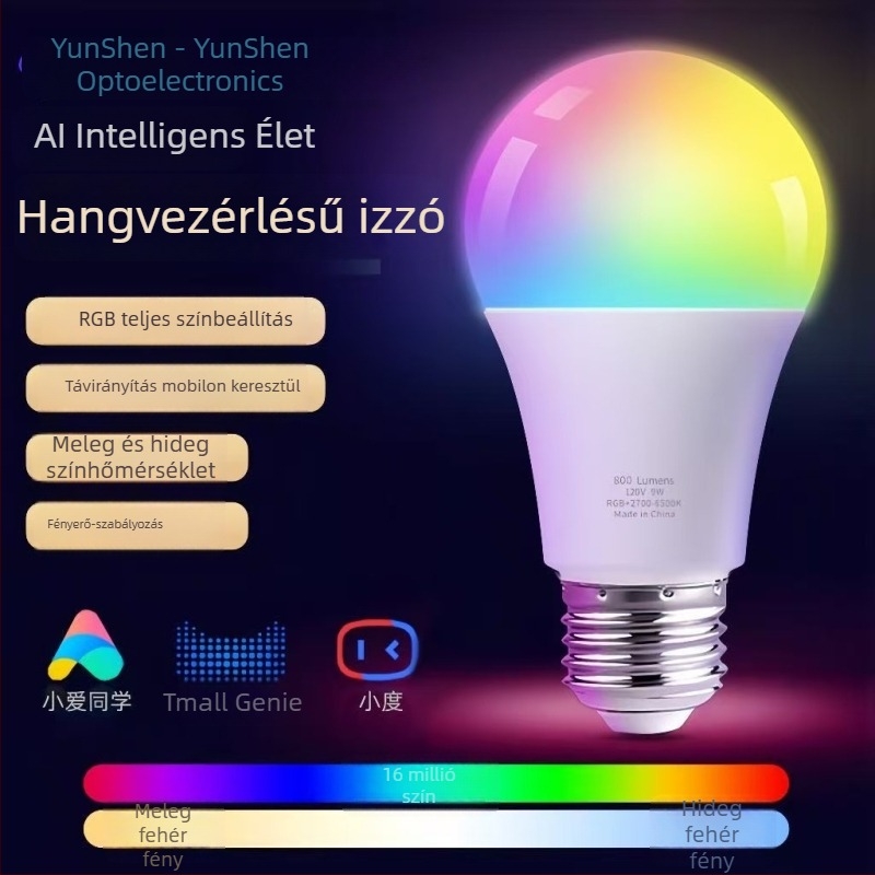 RGB intelligens LED-lámpa színes hangulatvilággal és hangvezérléssel