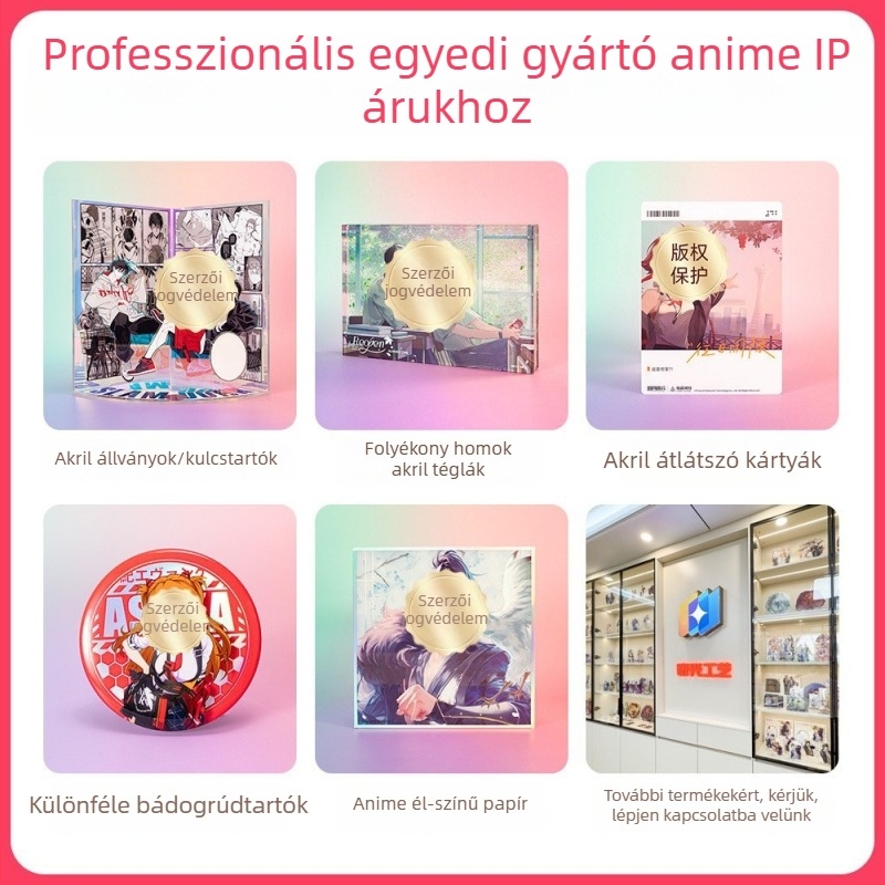 Személyre szabott akril kulcstartó, magas felbontású anime karakterrel chibi stílusban