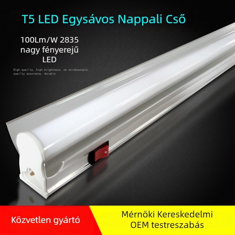 LED T5 integrált nappali világítás burkolattal, T8 LED munkapulthoz — energiatakarékos retrofit fénycső kapcsolóval