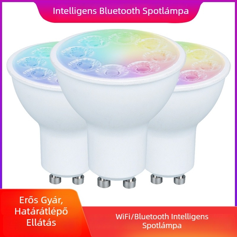 Okos Bluetooth RGBW GU10 spotlámpa, alumínium házban, aljzatról üzemeltethető és távirányítóval