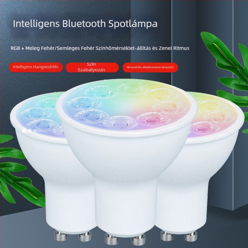 Okos Bluetooth RGBW GU10 spotlámpa, alumínium házban, aljzatról üzemeltethető és távirányítóval