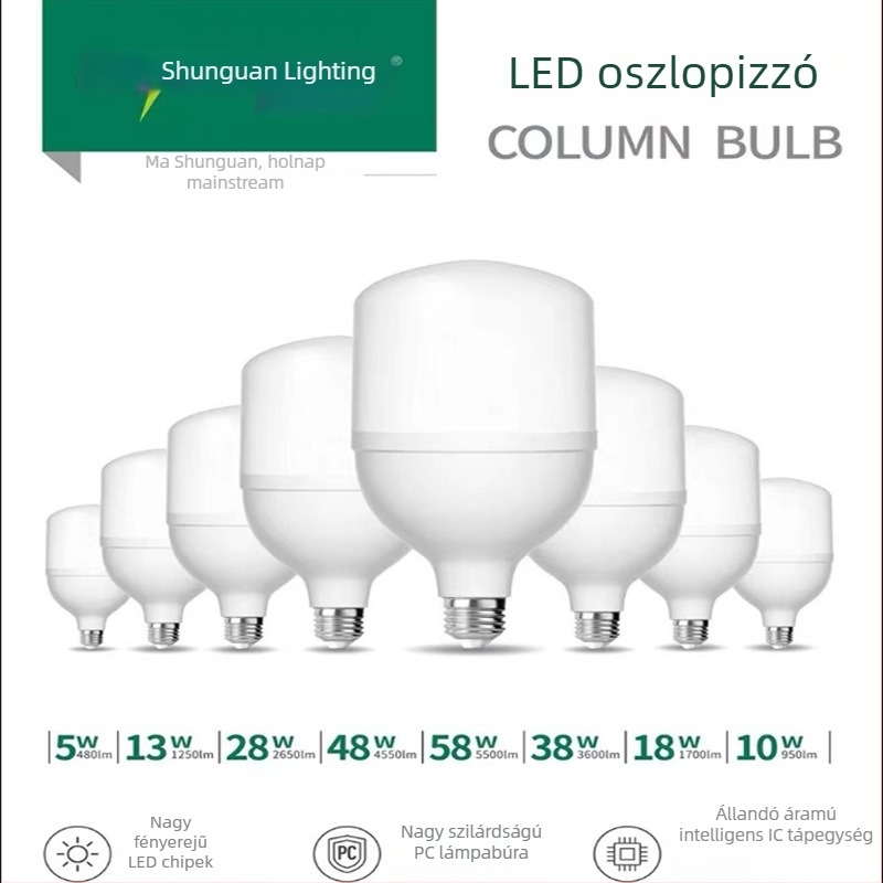 Shunguan 28W LED izzó, Fengfan sorozat, E27 foglalat, IP30, raktár- és műhelyhasználatra