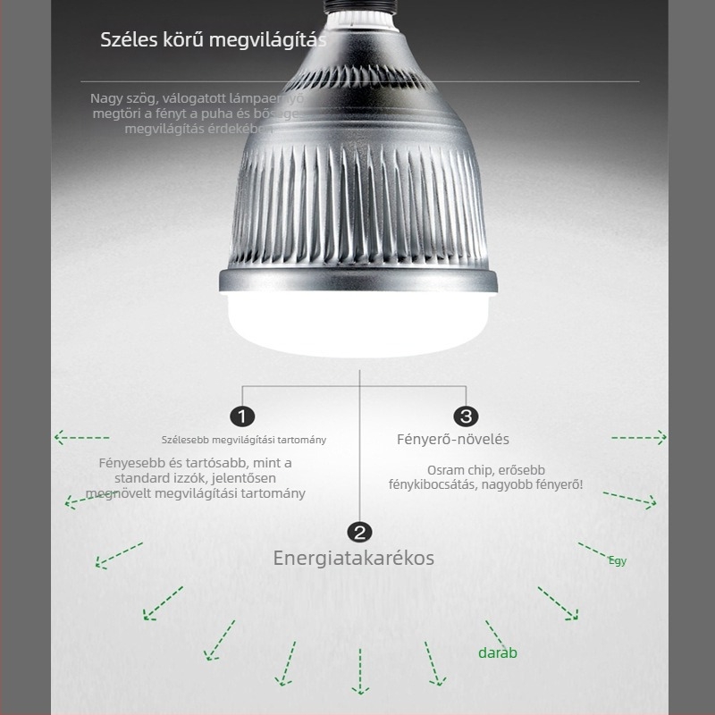 LED nagy gömbizzó, nagy teljesítményű, 200W, energiatakarékos, E27 foglalat