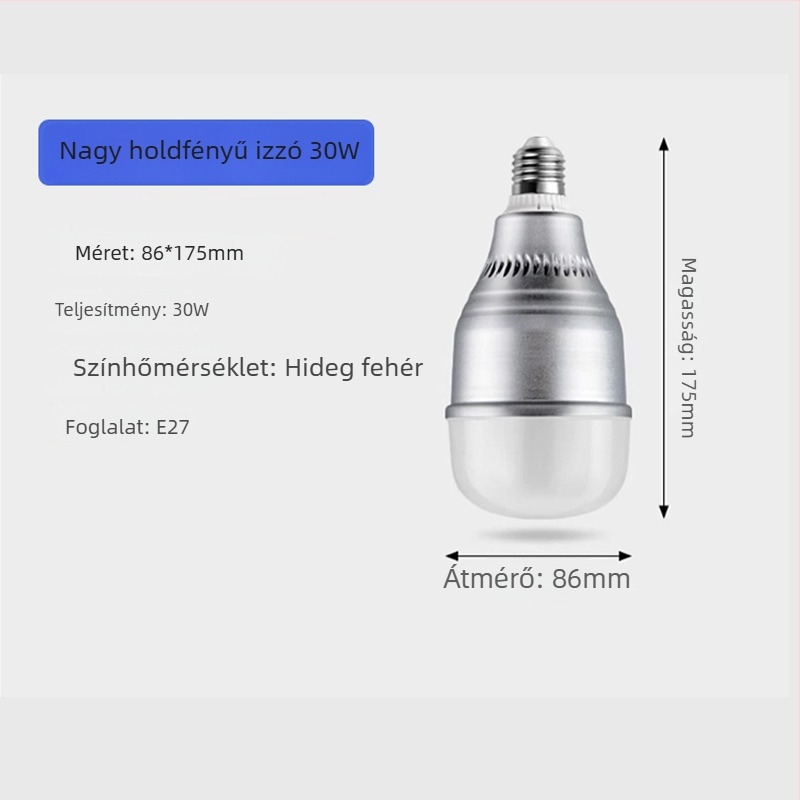 LED nagy gömbizzó, nagy teljesítményű, 200W, energiatakarékos, E27 foglalat