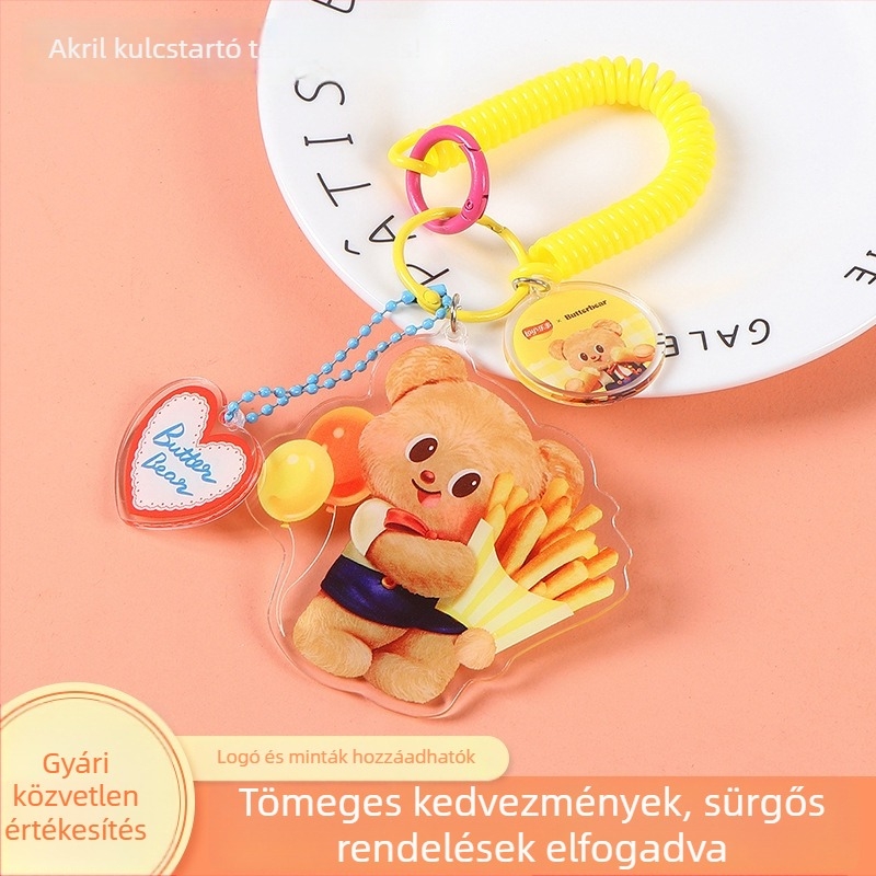 Akril kulcstartó animefigura Butter Bear, egyedi tervezés
