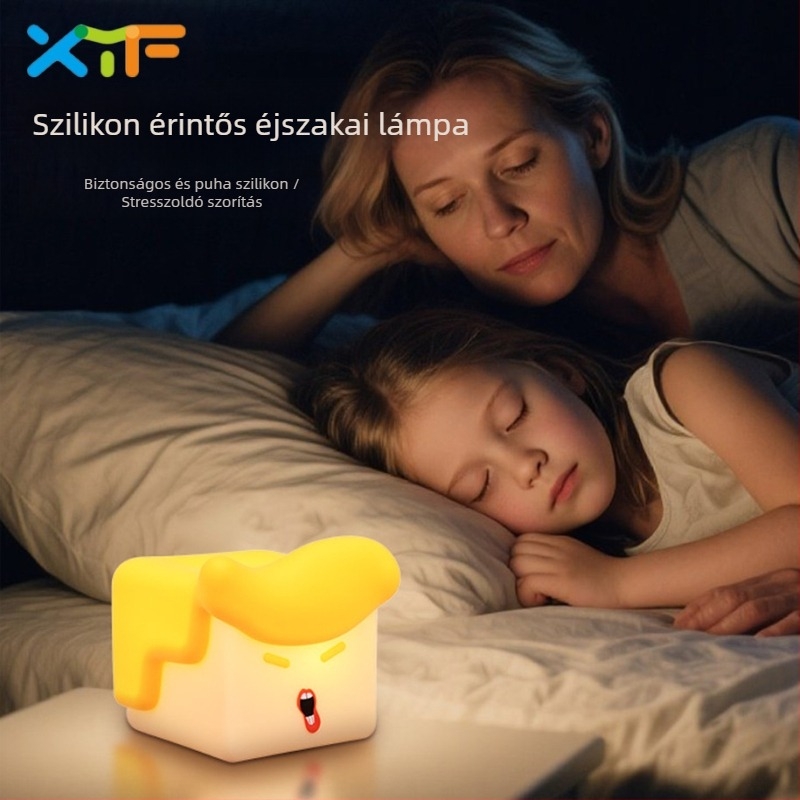 Szilikon érintéses éjszakai lámpa USB töltéssel, hálószoba alváshoz, 30 perces időzítő, lágy fény, szemvédő