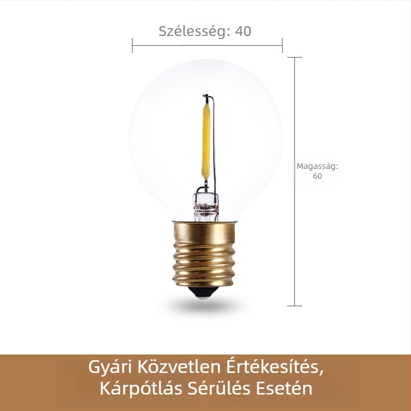 G40 LED gömbizzó, üvegszerű test, E17 foglalat, energiatakarékos, háztartási használatra, rendkívül fényes