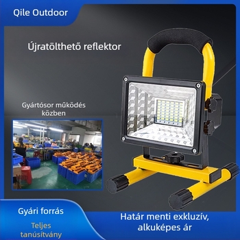 LED kültéri reflektor építkezésekhez, vészvilágításhoz és kempingezéshez — hordozható USB-töltésű lámpa