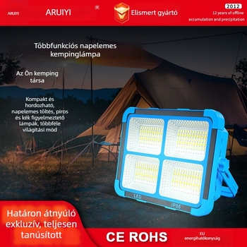 Napelemes kemping LED vetítőfény, hordozható, IP65, vészvilágítás