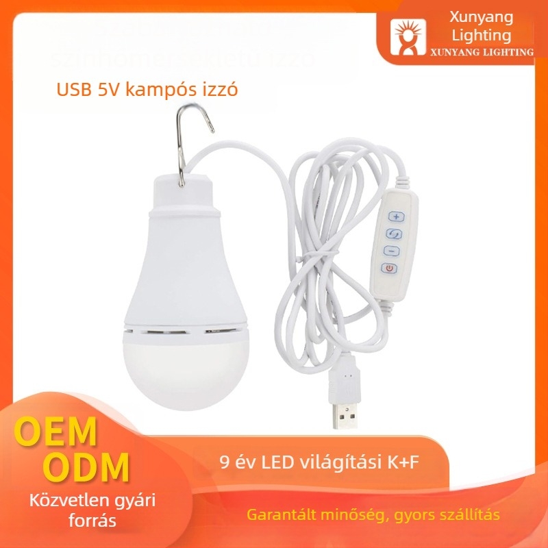 USB-tápellátású dimmable LED izzó, 10W, állítható színhőmérséklet, E27 foglalat, beltéri használatra